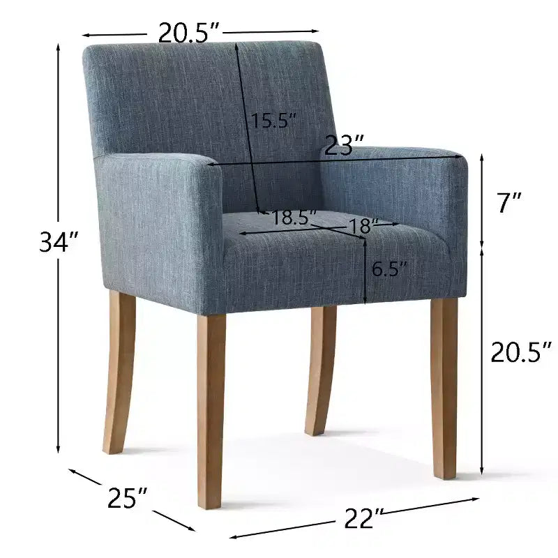 Lot de 2 chaises de salle à manger en lin avec accoudoirs, chaises de cuisine modernes avec pieds en bois, fauteuils pour salle à manger ou salon - Panipeachy