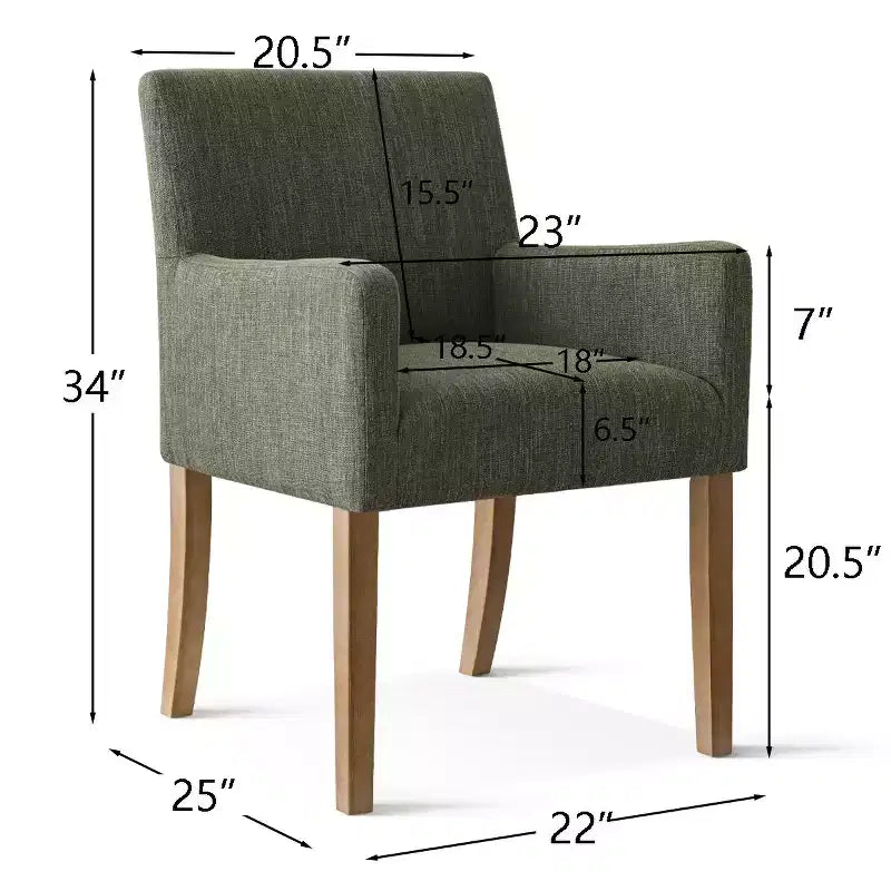 Lot de 2 chaises de salle à manger en lin avec accoudoirs, chaises de cuisine modernes avec pieds en bois, fauteuils pour salle à manger ou salon - Panipeachy