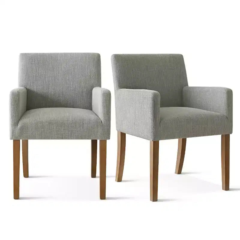Lot de 2 chaises de salle à manger en lin avec accoudoirs, chaises de cuisine modernes avec pieds en bois, fauteuils pour salle à manger ou salon - Panipeachy