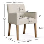 Lot de 2 chaises de salle à manger en lin avec accoudoirs, chaises de cuisine modernes avec pieds en bois, fauteuils pour salle à manger ou salon - Panipeachy