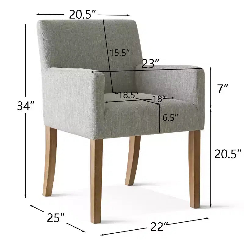 Lot de 2 chaises de salle à manger en lin avec accoudoirs, chaises de cuisine modernes avec pieds en bois, fauteuils pour salle à manger ou salon - Panipeachy