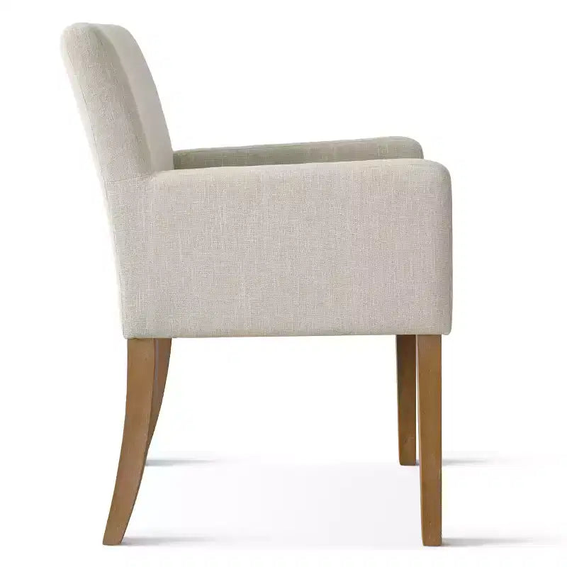Lot de 2 chaises de salle à manger en lin avec accoudoirs, chaises de cuisine modernes avec pieds en bois, fauteuils pour salle à manger ou salon - Panipeachy