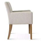 Lot de 2 chaises de salle à manger en lin avec accoudoirs, chaises de cuisine modernes avec pieds en bois, fauteuils pour salle à manger ou salon - Panipeachy