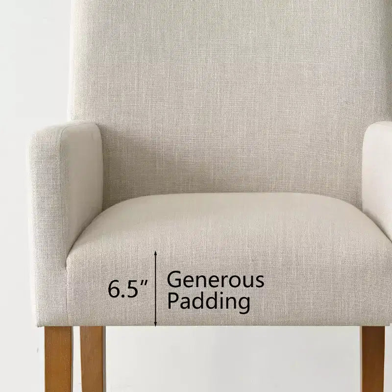 Lot de 2 chaises de salle à manger en lin avec accoudoirs, chaises de cuisine modernes avec pieds en bois, fauteuils pour salle à manger ou salon - Panipeachy