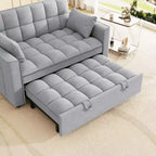 MAYEERTY Canapé-lit convertible moderne en velours avec oreillers et poches latérales pour petits espaces, gris clair