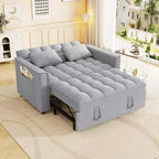 MAYEERTY Canapé-lit convertible moderne en velours avec oreillers et poches latérales pour petits espaces, gris clair