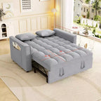 MAYEERTY Canapé-lit convertible moderne en velours avec oreillers et poches latérales pour petits espaces, gris clair