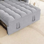 MAYEERTY Canapé-lit convertible moderne en velours avec oreillers et poches latérales pour petits espaces, gris clair