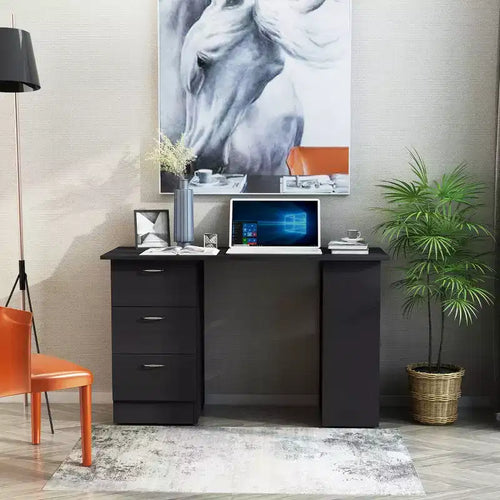 47 Bureau d'ordinateur de maison moderne combiné avec étagère, table d'écriture, poste de travail avec 3 tiroirs et étagère de rangement