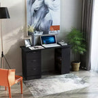 47 Bureau d'ordinateur de maison moderne combiné avec étagère, table d'écriture, poste de travail avec 3 tiroirs et étagère de rangement