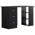 47 Modern Home Office Computer Desk Bookcase Combo Writing Table Workstation with 3 Drawer and Storage Shelf