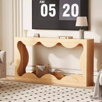Console de 63 po pour entrée, table de canapé étroite rectangulaire en bois derrière le canapé, table d'entrée festonnée pour le couloir de salon