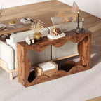Console de 63 po pour entrée, table de canapé étroite rectangulaire en bois derrière le canapé, table d'entrée festonnée pour le couloir de salon