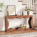 Console de 63 po pour entrée, table de canapé étroite rectangulaire en bois derrière le canapé, table d'entrée festonnée pour le couloir de salon