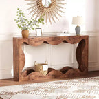 Console de 63 po pour entrée, table de canapé étroite rectangulaire en bois derrière le canapé, table d'entrée festonnée pour le couloir de salon