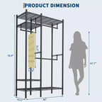 Portant à vêtements robuste avec 4 étagères, placard portable autoportant, penderie réglable, supporte jusqu'à 385 kg