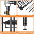 Portant à vêtements robuste avec 4 étagères, placard portable autoportant, penderie réglable, supporte jusqu'à 385 kg