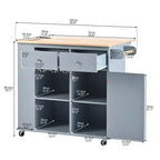 Îlot de cuisine PexFix avec prise de courant, îlot de rangement de cuisine avec abattant, casier à vin et rangement réglable pour la maison, la cuisine, la salle à manger, bleu