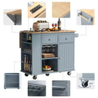 Îlot de cuisine PexFix avec prise de courant, îlot de rangement de cuisine avec abattant, casier à vin et rangement réglable pour la maison, la cuisine, la salle à manger, bleu