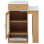 Îlot de cuisine PexFix 59,5 avec table à manger extensible Table de rangement de cuisine avec rangement double face avec prise de courant et étagères latérales ouvertes Naturel
