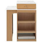 Îlot de cuisine PexFix 59,5 avec table à manger extensible Table de rangement de cuisine avec rangement double face avec prise de courant et étagères latérales ouvertes Naturel