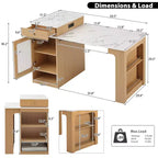 Îlot de cuisine PexFix 59,5 avec table à manger extensible Table de rangement de cuisine avec rangement double face avec prise de courant et étagères latérales ouvertes Naturel