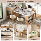 Îlot de cuisine PexFix 59,5 avec table à manger extensible Table de rangement de cuisine avec rangement double face avec prise de courant et étagères latérales ouvertes Naturel