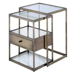 Tables gigognes Royal Hampton, verre transparent et laiton, lot de 2