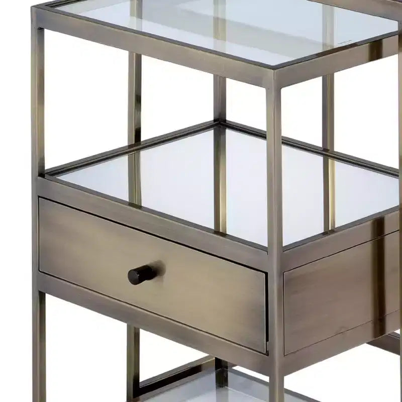 Tables gigognes Royal Hampton, verre transparent et laiton, lot de 2
