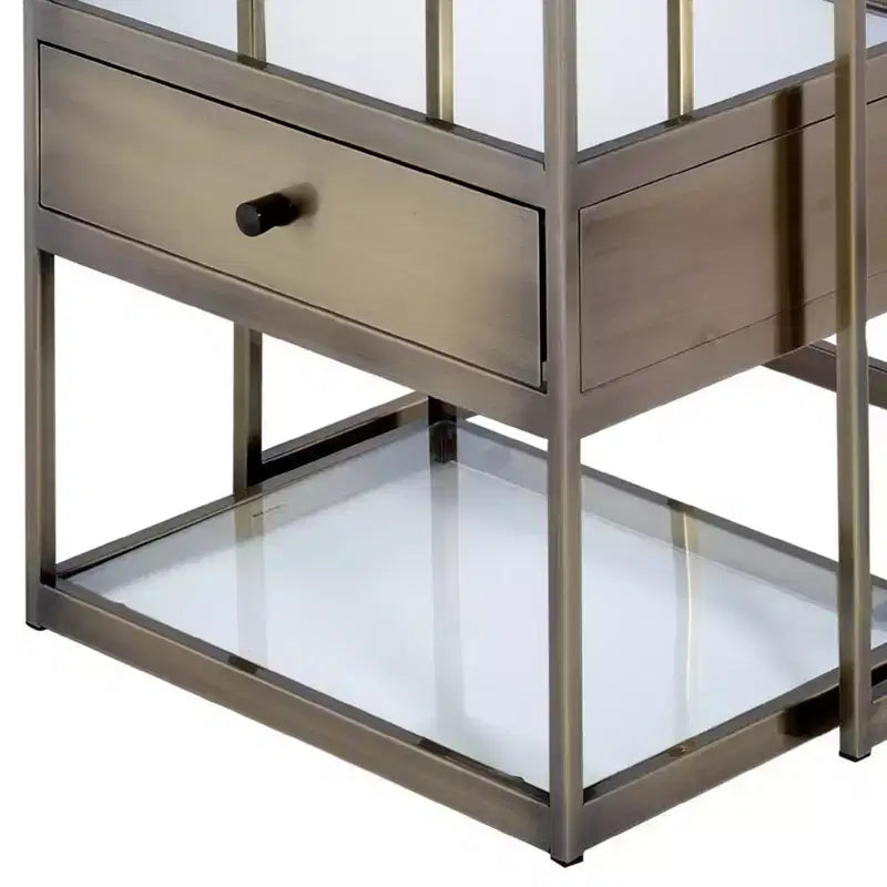 Tables gigognes Royal Hampton, verre transparent et laiton, lot de 2