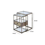 Tables gigognes Royal Hampton, verre transparent et laiton, lot de 2