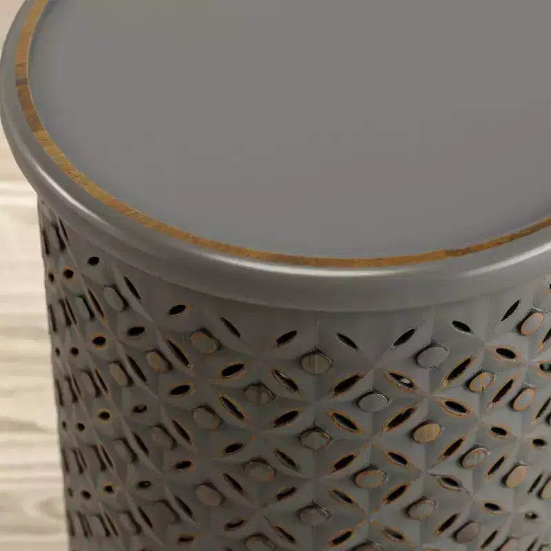 Table d'appoint ronde Jofran, en bois massif vieilli, collection Decker
