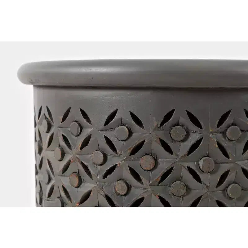 Table d'appoint ronde Jofran, en bois massif vieilli, collection Decker