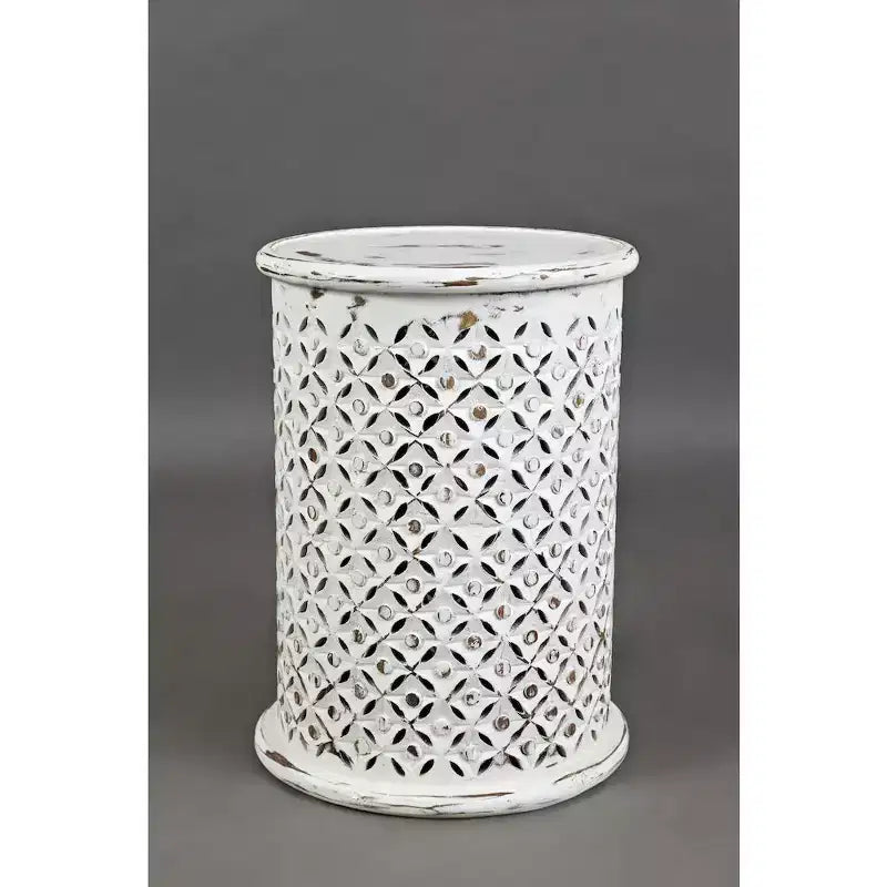 Table d'appoint ronde Jofran, en bois massif vieilli, collection Decker