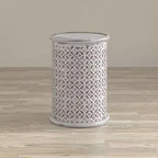 Table d'appoint ronde Jofran, en bois massif vieilli, collection Decker