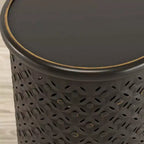 Table d'appoint ronde Jofran, en bois massif vieilli, collection Decker