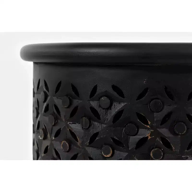 Table d'appoint ronde Jofran, en bois massif vieilli, collection Decker
