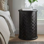 Table d'appoint ronde Jofran, en bois massif vieilli, collection Decker