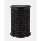 Table d'appoint ronde Jofran, en bois massif vieilli, collection Decker