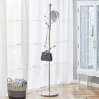 Portemanteau moderne en acier inoxydable Okak, portemanteau sur pied avec support amovible, pour salon, entrée, chambre, argent