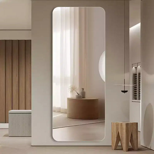 60 x 15 Inch Clear Round Corner Full Length Wall Mirror for Living Room Bedroom Cloakroom Wall Hanging with Hanging Hole