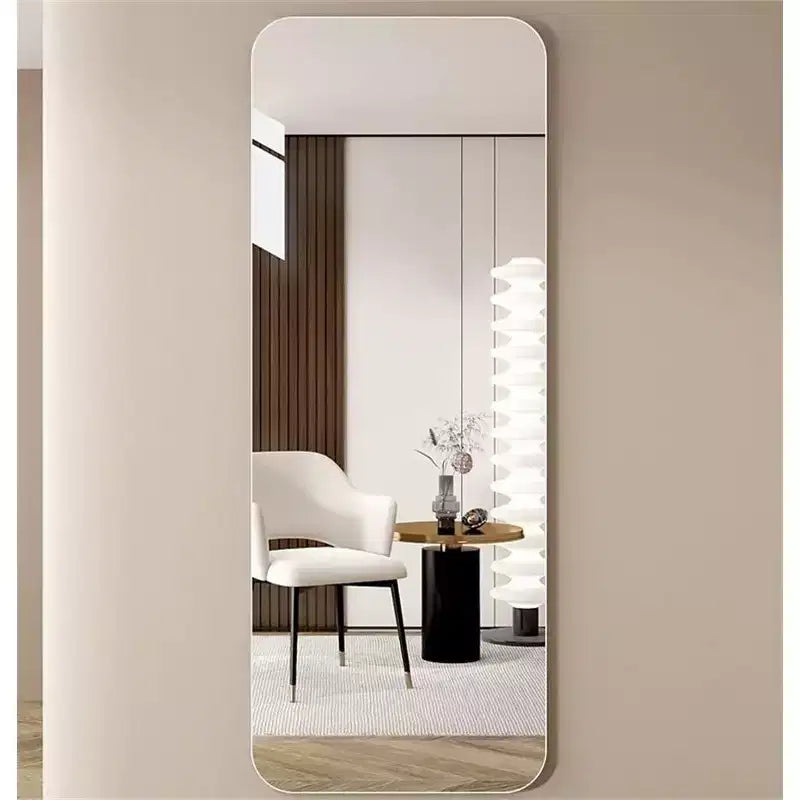 Miroir mural pleine longueur à coins ronds transparents de 60 x 15 pouces pour salon, chambre à coucher, vestiaire, avec trou de suspension