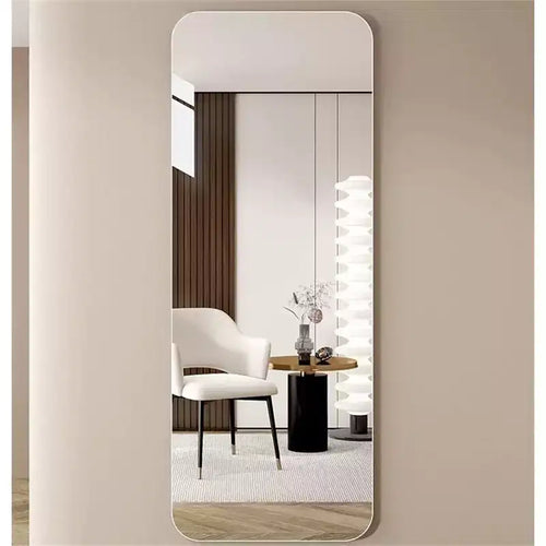 Miroir mural pleine longueur à coins ronds transparents de 60 x 15 pouces pour salon, chambre à coucher, vestiaire, avec trou de suspension