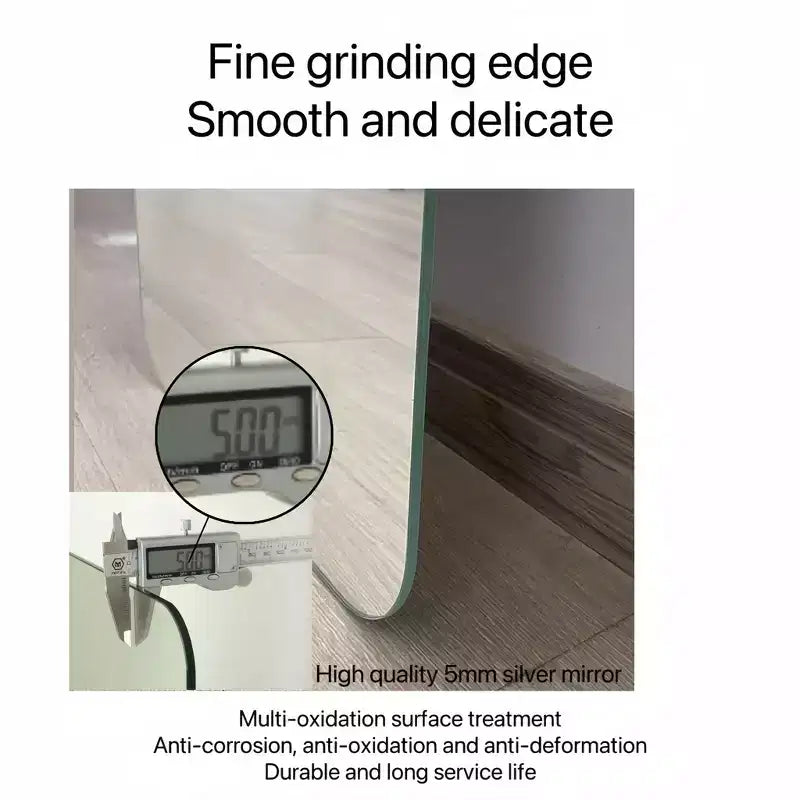 Miroir mural pleine longueur à coins ronds transparents de 60 x 15 pouces pour salon, chambre à coucher, vestiaire, avec trou de suspension