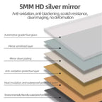 Miroir mural pleine longueur à coins ronds transparents de 60 x 15 pouces pour salon, chambre à coucher, vestiaire, avec trou de suspension