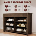 Commode 7 tiroirs pour chambre, commode en bois, meuble TV cannelé, organisateur de rangement pour salon, couloir et entrée, Noyer