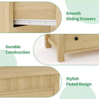 Commode 7 tiroirs pour chambre, commode en bois, meuble TV cannelé, organisateur de rangement pour salon, couloir et entrée, Noyer