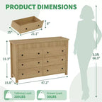 Commode 7 tiroirs pour chambre, commode en bois, meuble TV cannelé, organisateur de rangement pour salon, couloir et entrée, Noyer