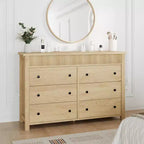 7 Drawer Dresser for Bedroom, Wooden Chest of Drawers, Fluted TV Stand, Storage Organizer for Living Room, Hallway and Entryway, Walnut