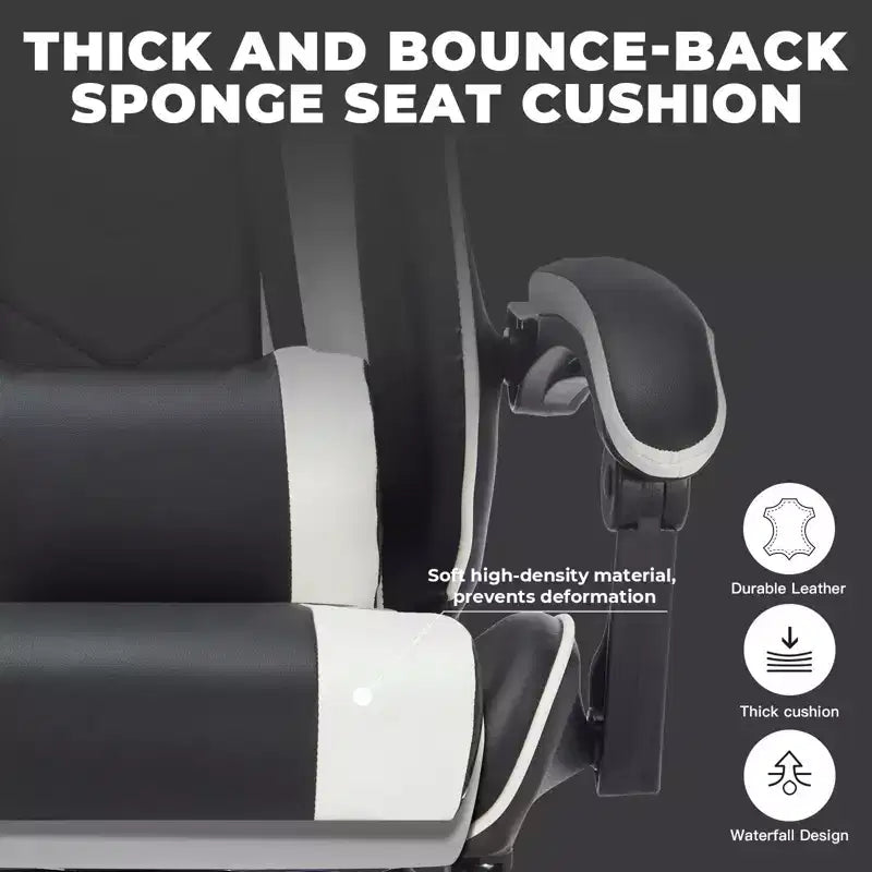 Chaise de jeu pivotante et réglable Okak avec appuie-tête et support lombaire, chaise de bureau ergonomique pour adultes